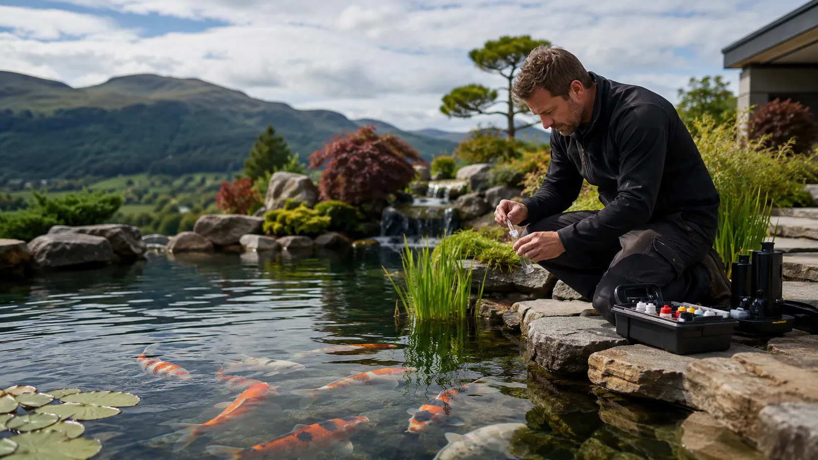 Koi pond cleaning preparation