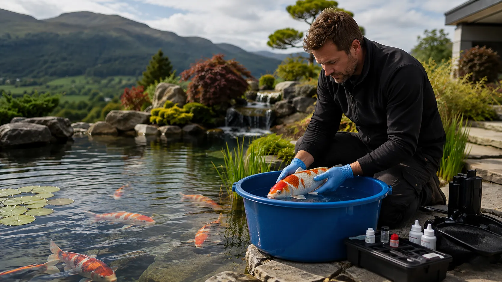 Koi pond health check